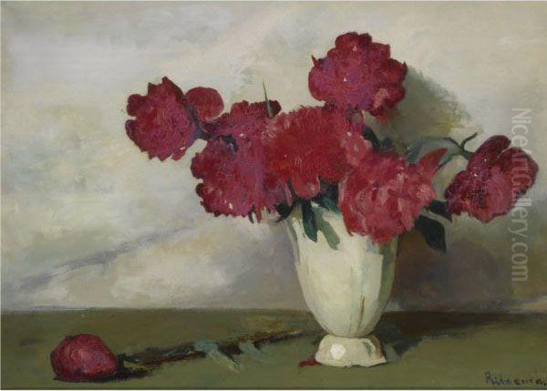 A Still Life With Peonies Oil Painting by Jacob Ritsema