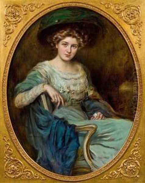 Elegante Dame Im Lehnstuhl Oil Painting by Caspar Ritter