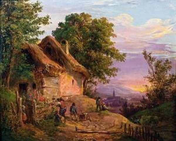 Abendstimmung Am Land Oil Painting by Eduard Ritter