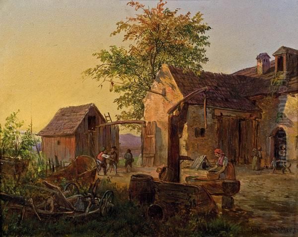 Am Hofbrunnen Oil Painting by Eduard Ritter