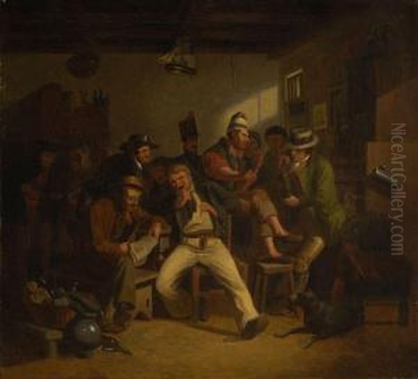 Der Aufschneider In Der Matrosenkneipe Oil Painting by Henry Ritter