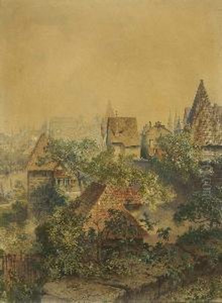 Nurnberg - Blick Von Der
 Stadtmauer Oil Painting by Lorenz Ritter