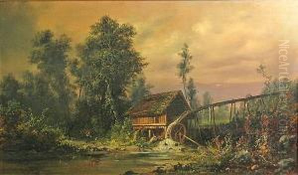 The Watermill Oil Painting by Paul I Ritter