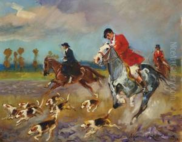 On The Hunt Oil Painting by Woiciech Ritter Von Kossak