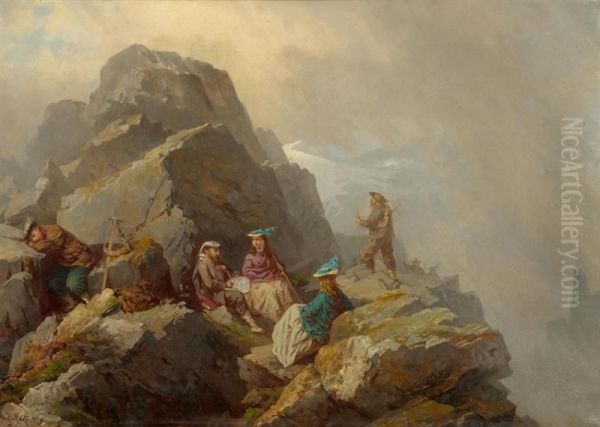 Five Mountaineers Oil Painting by Rafael Ritz