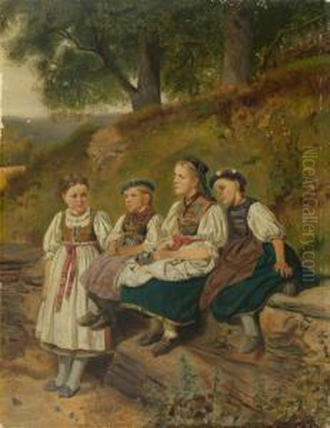 Four Girls Oil Painting by Rafael Ritz