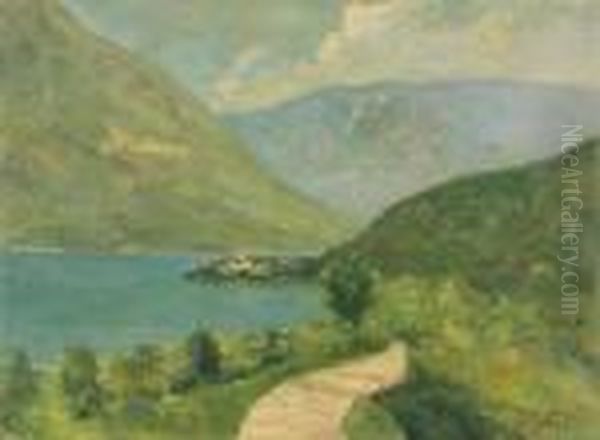 Lago Di Como Oil Painting by Egidio Riva