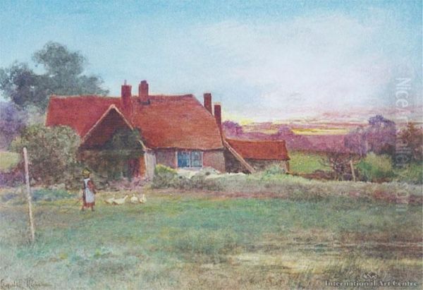 Old Cottage, Witley, Surrey - A Pair Oil Painting by Leopold Rivers