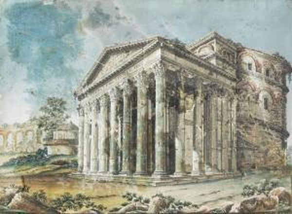 A Romai Pantheon Oil Painting by Peter Rivetti