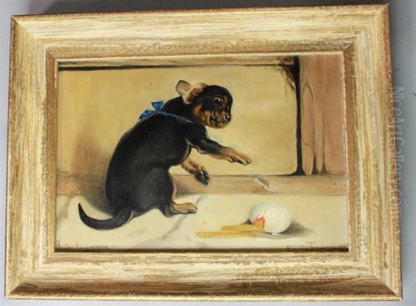 Dog Oil Painting by Briton Riviere