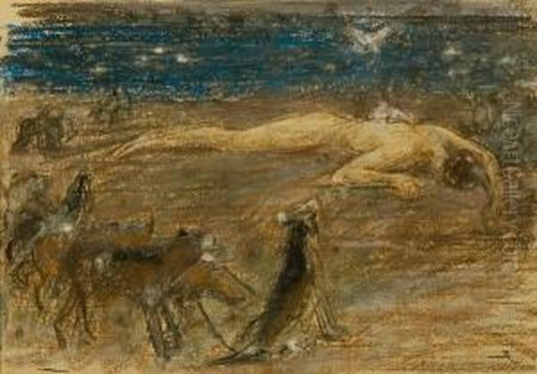 Study For 'hector Lying Dead' Oil Painting by Briton Riviere