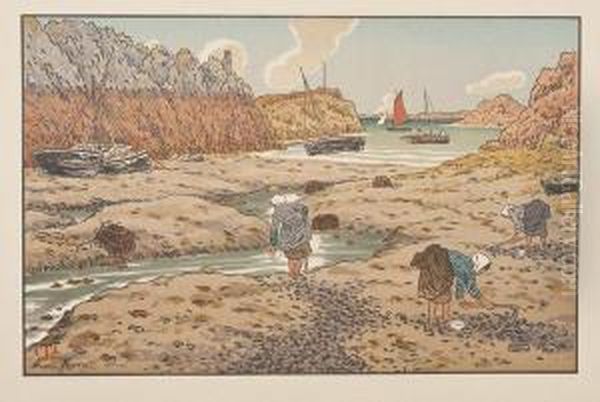 Le Port De Loguivy A Maree Basse by Henry Parsons Riviere