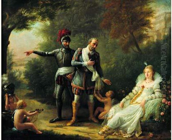 Henri Iv Quittant Gabrielle D'estrees Oil Painting by Mademoiselle Riviere