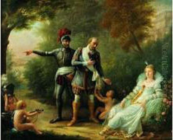 Henri Iv Quittant Gabrielle D'estree Oil Painting by Mademoiselle Riviere