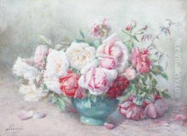 Roses Dans Un Vase Oil Painting by Francois Rivoire