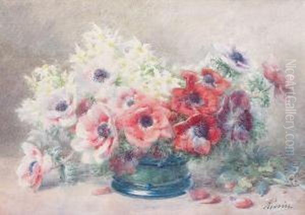 Anemones Dans Un Vase Oil Painting by Francois Rivoire