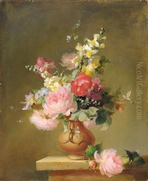 Bouquet De Roses Oil Painting by Francois Rivoire