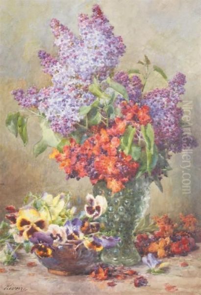 Bouquet De Lilas Oil Painting by Francois Rivoire