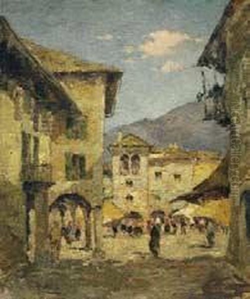 Scorcio Di Paese Oil Painting by Baudolino Rivolta