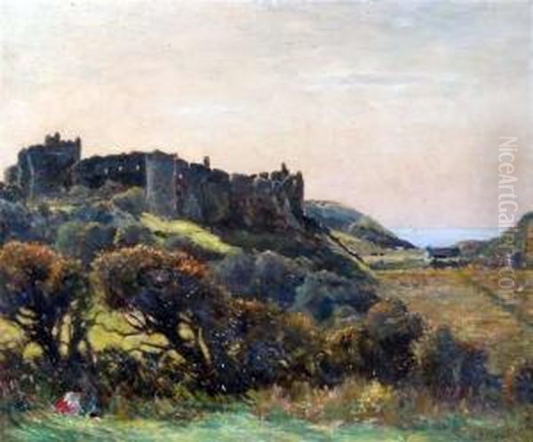 'manorbier Castle Oil Painting by William Augustus Rixon