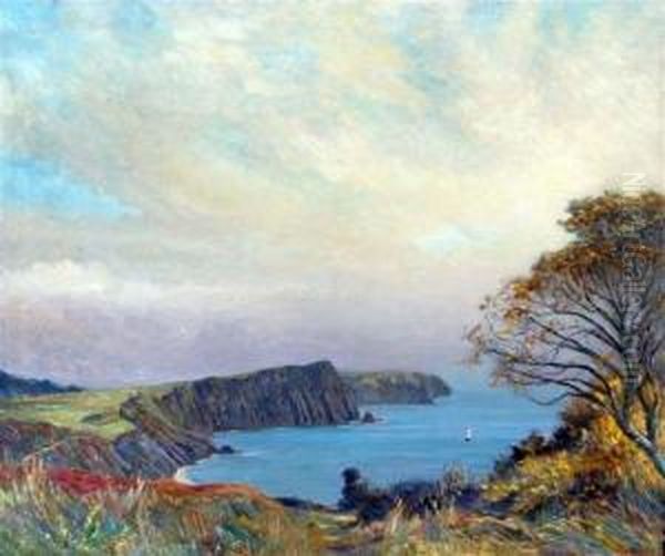 Lydstep Bay, Tenby Oil Painting by William Augustus Rixon