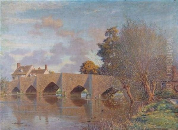 At The Bank Of The River In Spring Oil Painting by William Augustus Rixon