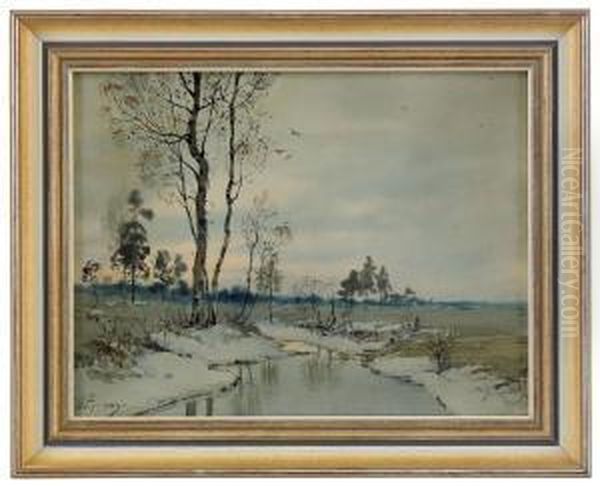 A Spring Landscape Oil Painting by Feodor Petrovich Riznischenko