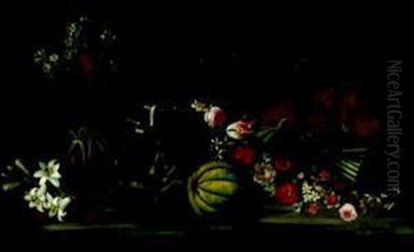 Natura Morta Di Fiori E Di Frutta Oil Painting by Marco Antonio Rizzi