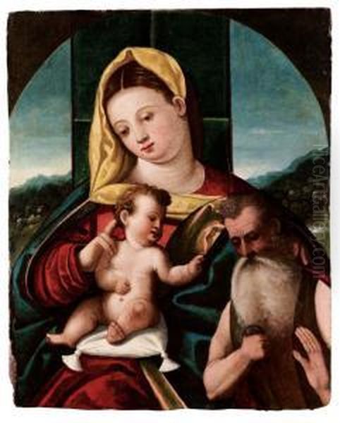 Madonna Con Bambino E San Girolamo Oil Painting by Francesco Rizzo Da Santacroce