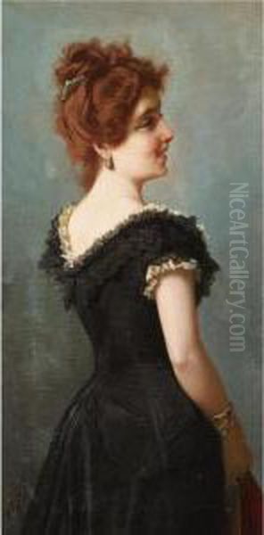 Portrait Of An Elegant Lady Oil Painting by Alexander Rizzoni