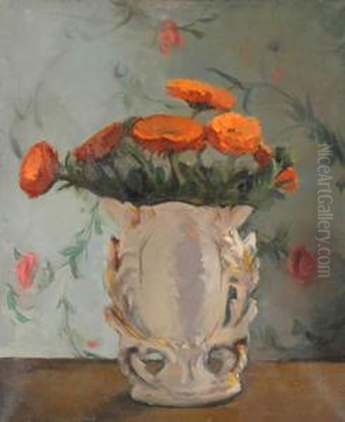 Still Life With Marigolds Oil Painting by Elma Roach