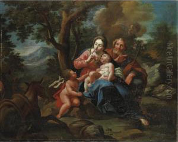 Riposo Durante La Fuga In Egitto Oil Painting by Giovanni Stefano Robatto