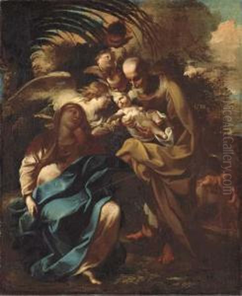 The Rest On The Flight Into Egypt Oil Painting by Giovanni Stefano Robatto