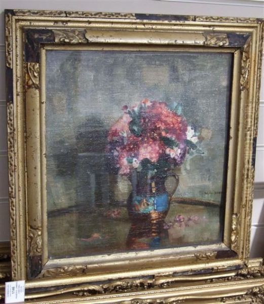 Flowers In A Jug Oil Painting by William George Robb