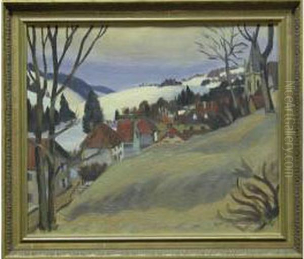 Fin D'hiver A Montbenoit Oil Painting by Gaston Robbe