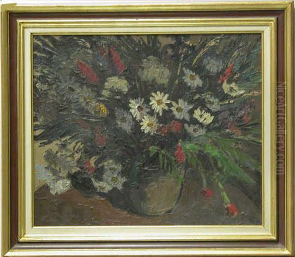 Vase De Fleurs Des Champs Oil Painting by Gaston Robbe