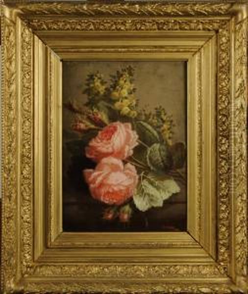 Nature Morte Aux Roses Oil Painting by Henri Robbe