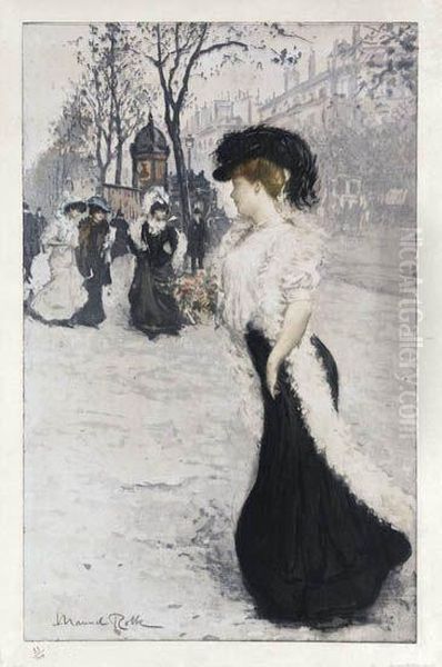 Femmes Sur Les Boulevards Oil Painting by Manuel Robbe