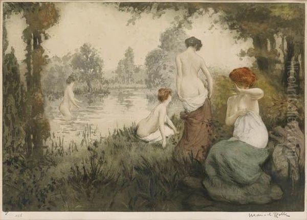 Baigneuses Oil Painting by Manuel Robbe