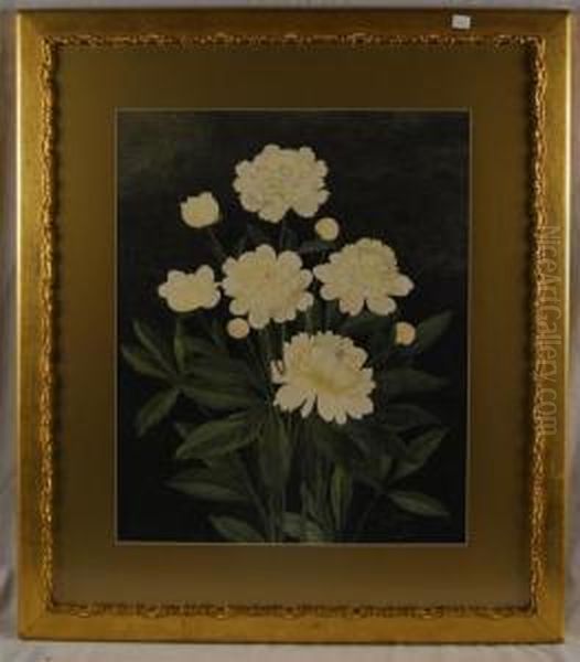 White Peonies Oil Painting by Ellen Robbins