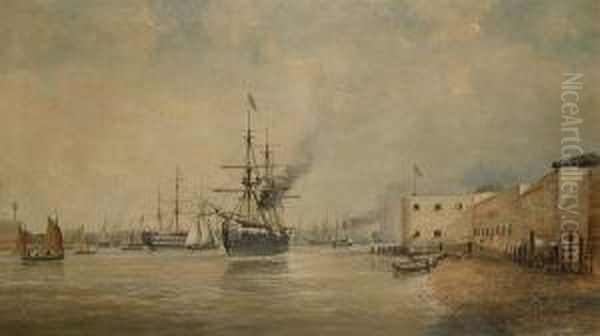 Hms Bacchante Oil Painting by G. Robbins