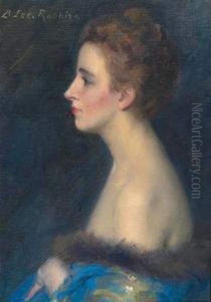 Portrait Of A Woman In Profile Oil Painting by Lucy Lee Robbins