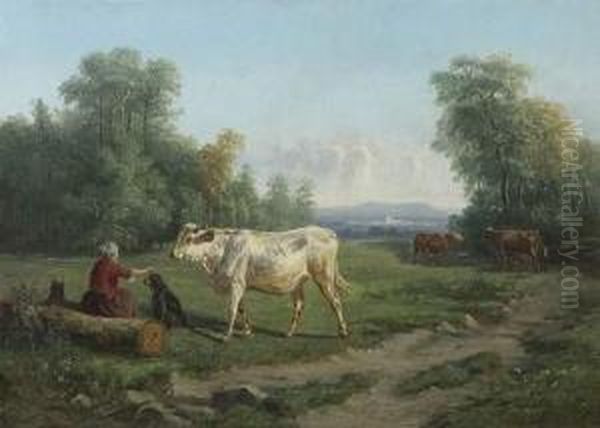 La Gardienne De Vaches Oil Painting by Jean Pierre Robelot