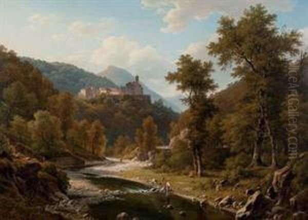 Paysage De Bugey Oil Painting by Alphonse Robert