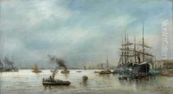 Estuaire A Londres Oil Painting by Alphonse Robert