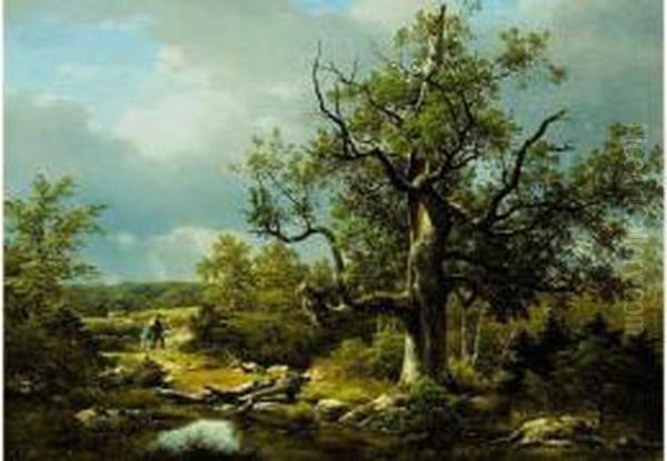 Paysage D'etang Dans La Campagne Pres De Fontainebleau Oil Painting by Alphonse Robert