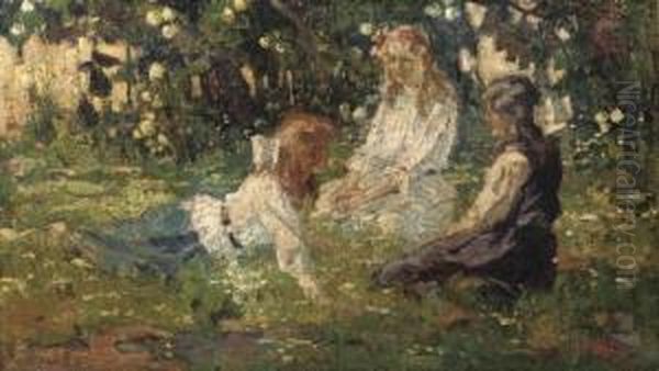 Zomer Weelde: Chatting In The Garden Oil Painting by Archibalt Graafland Robert