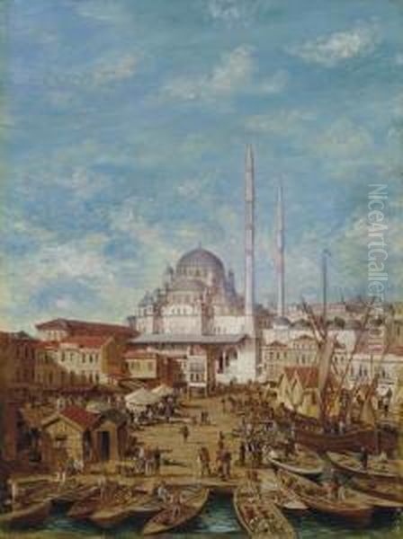 Yeni Cami, Constantinople Oil Painting by Robert Charles Gustave Laurens Mols