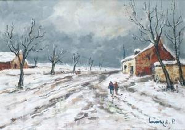 Paysage De Neige Oil Painting by L. Robert