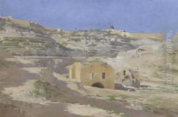 View Of A Village In Palestine. Oil Painting by Leo Paul Samuel Robert